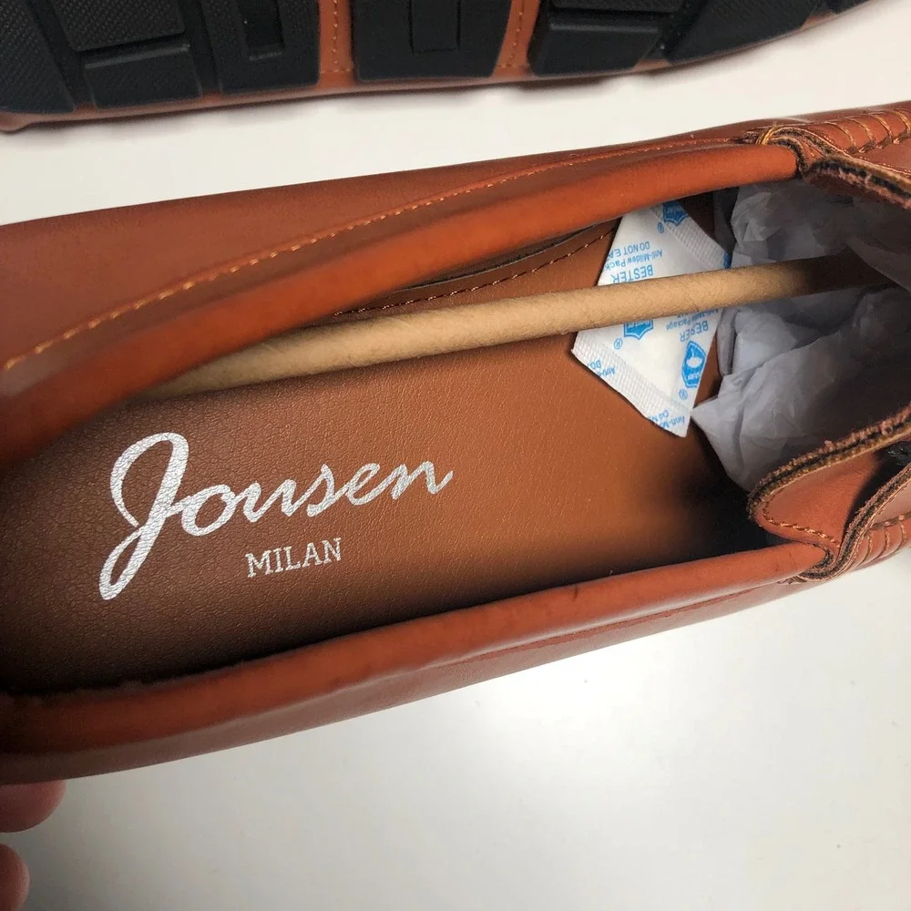 Jousen Penny Loafer Mens 9.5 Tan AMY3059 Driving Shoe Slip On Square Toe NEW - Picture 2 of 9